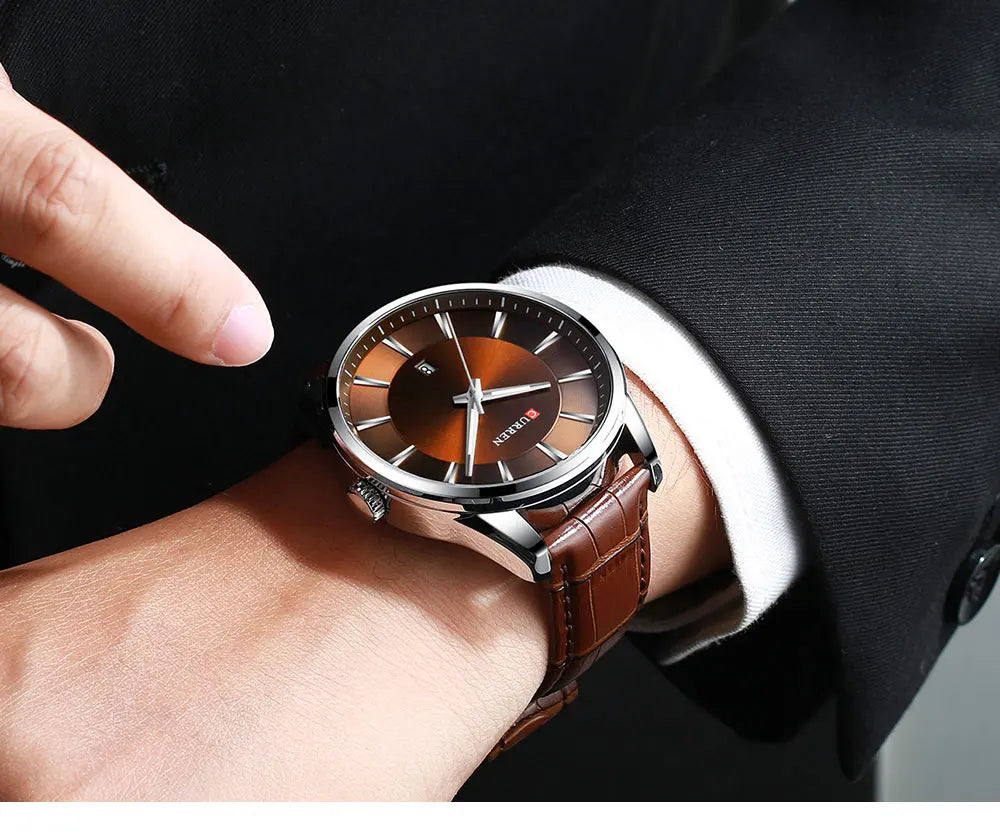 CURREN New Men's Quartz Watch With Leather Strap.