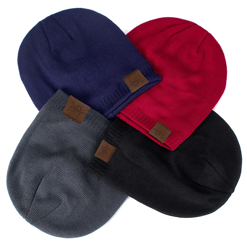 Solid Colour Beanie Hats For Men With Fur Lining