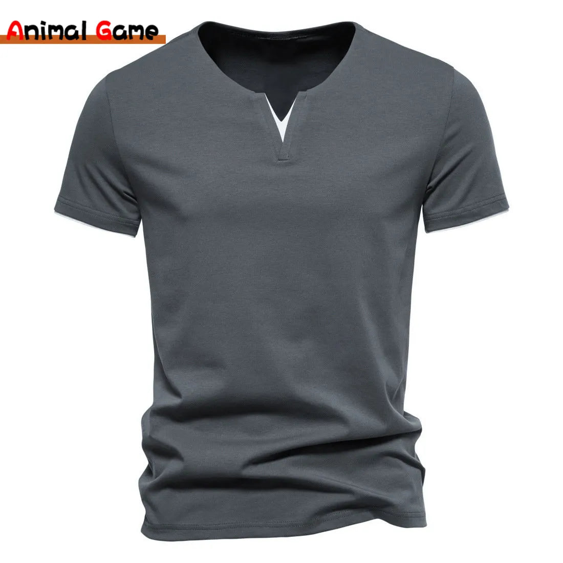 Short Sleeve Henley  V Neck T-Shirt.