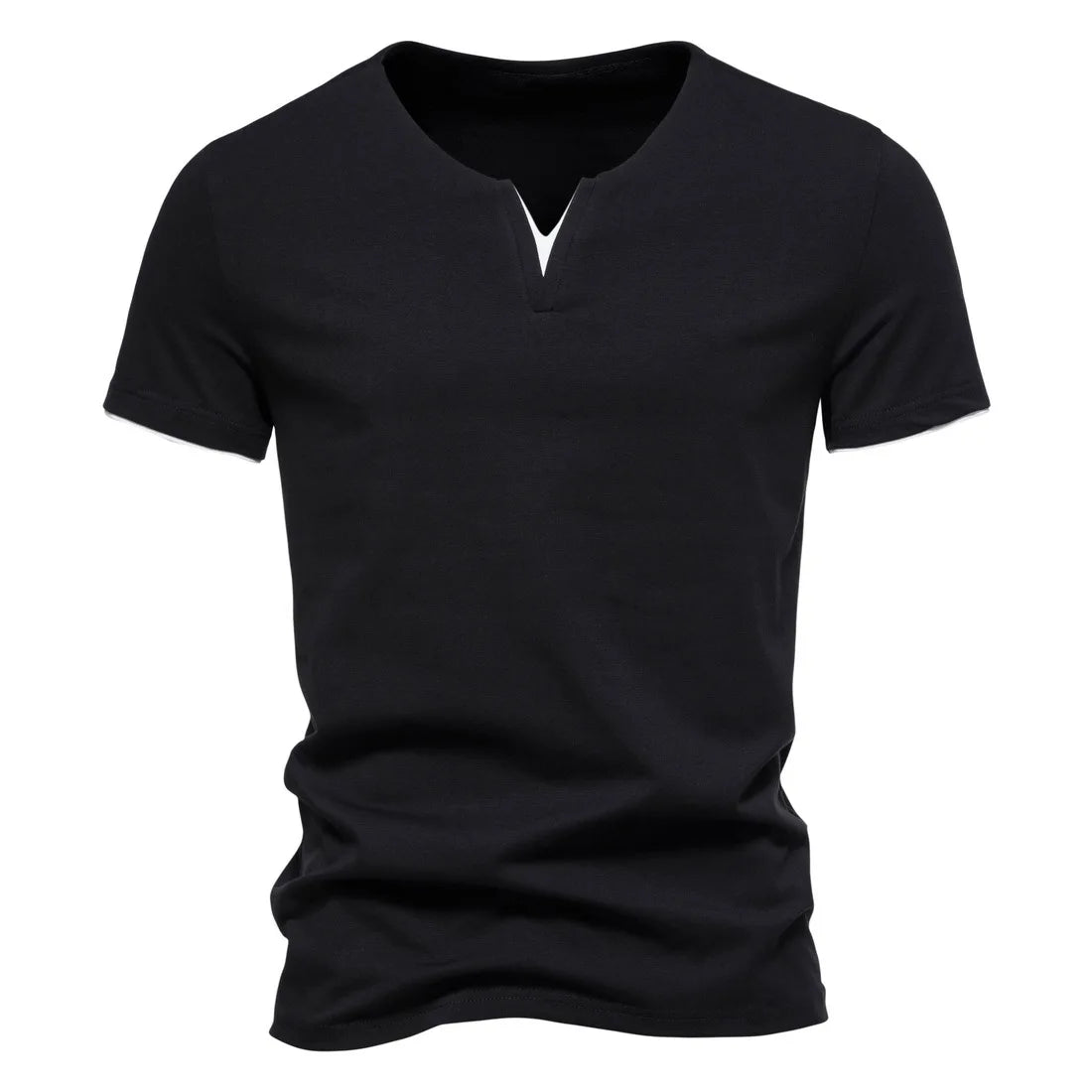 Short Sleeve Henley  V Neck T-Shirt.