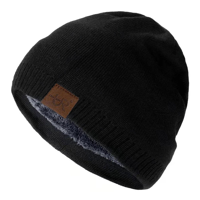 Solid Colour Beanie Hats For Men With Fur Lining