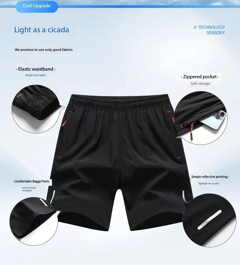 Sports Shorts Elastic Waist Breathable.