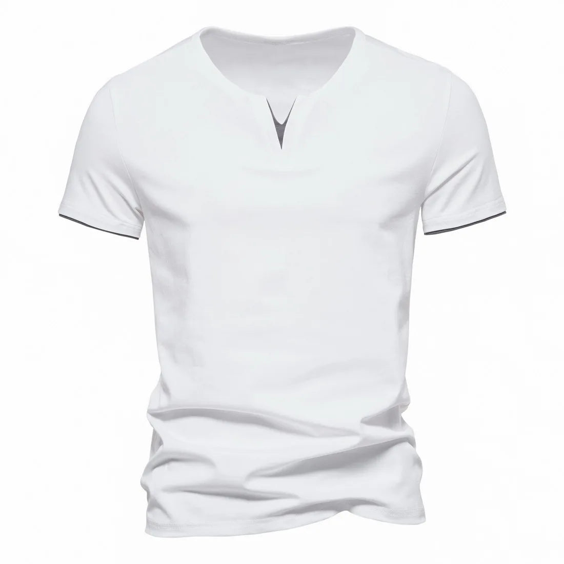 Short Sleeve Henley  V Neck T-Shirt.